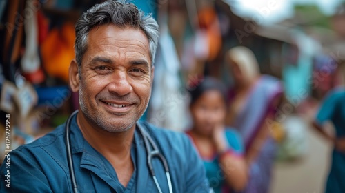 rural healthcare outreach, indian doctor shows care and compassion by providing healthcare in a rural village, promoting well-being in the community through his examinations