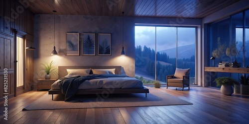 Minimalist bedroom with Scandinavian-inspired design and natural lighting