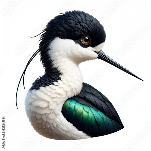View of a Beautiful white and black birds avocet full body 