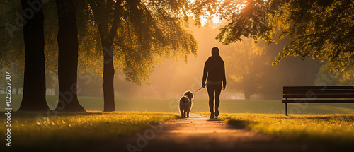 Sunset Stroll with Dog