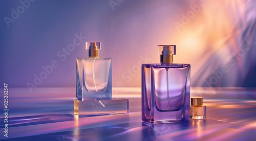 bottle of perfume on a blue background