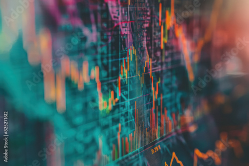 Stock exchange market graph analysis background
