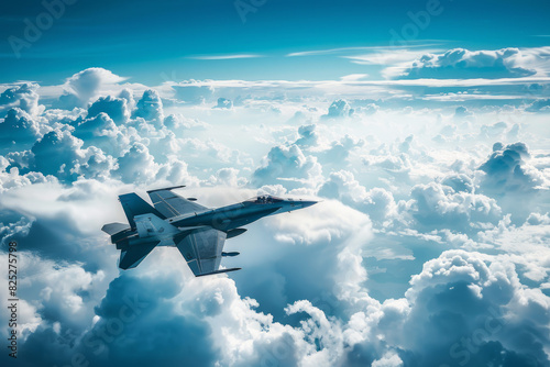 a fighter jet banking sharply against a backdrop of fluffy white clouds, illustrating the agility and maneuverability of modern military aircraft.