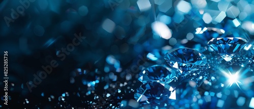 Blue shiny gemstones background.