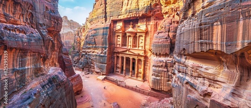 The ancient Al-Khazneh, a famous temple in Petra, Jordan
