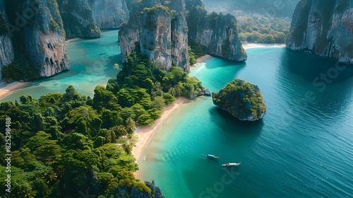 Aerial View of Krabis Untouched Beaches and Limestone Cliffs A Tropical Paradise