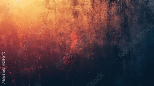 grungy abstract background with grainy noise texture and warm color gradient shining bright light effect