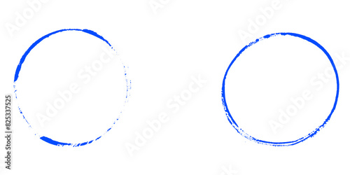 2 gemalte Kreise mit grunge Umrandung in blau
