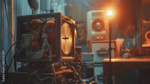 nostalgic composition with vintage film projector and reels echoes of silent screens concept