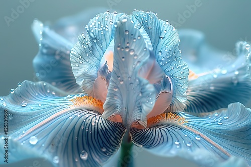 A blue flower with droplets of water on it