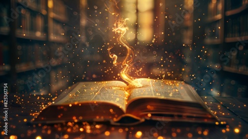 Open book with magic light.