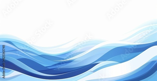 Blue wave background, simple flat design with white space on the right side, white and blue color scheme Generative AI