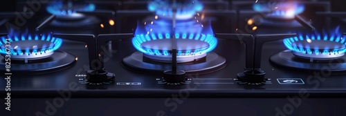Economic crisis: Kitchen gas stove burner with blue flame