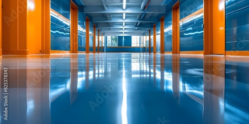 Nightly janitorial service essential for school cleanliness and maintenance after hours. Concept School janitorial services, Nighttime cleaning, School maintenance, Cleanliness protocols