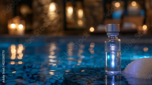 As guests leave the spa they are given a small vial of glowing liquid representing the release of electrons and their newfound relaxation.