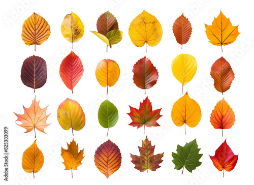 Collection of autumn leaves maple, oak, elm, poplar, birch, chestnut, rowan