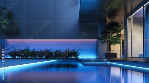 Contemporary Parapet Wall in Electric Blue with Streamlined Design and Reflective Surface