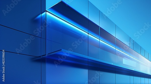 Contemporary Parapet Wall in Electric Blue with Streamlined Design and Reflective Surface