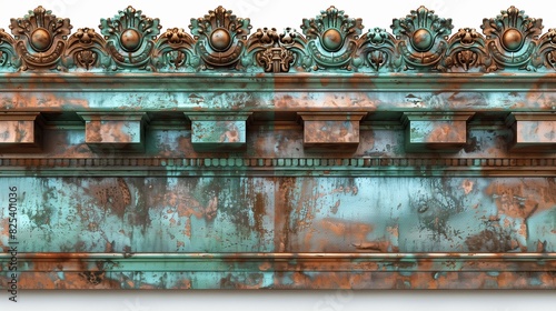 Vintage Parapet Wall in Aged Copper with Verdigris Patina and Classic Design