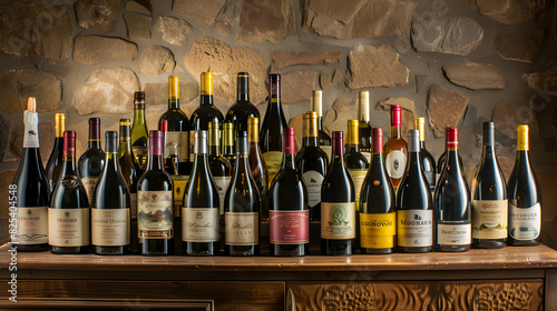 Gourmet Collection of Fine Wines Displayed Elegantly in a Sophisticated Setting