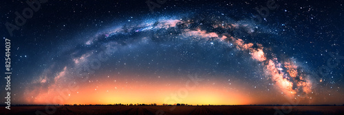 Celestial Majesty: The Milky Way in All Its Splendor Over a Peaceful Open Field, A Serene Nighttime Spectacle