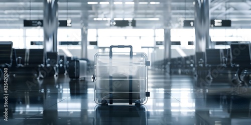 AI security system uses crystal ball technology to detect suspicious briefcase at airport. Concept AI Security Systems, Crystal Ball Technology, Suspicious Briefcase Detection, Airport Security