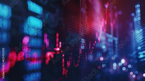 Stock market display on LCD with blurred effects digital trading idea