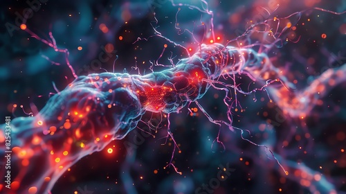 Abstract close-up of neural network connections, glowing synapses, and complex web of neurons, showcasing the intricacies of brain communication.