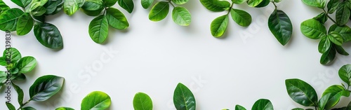 Group of Green Leaves on White Background