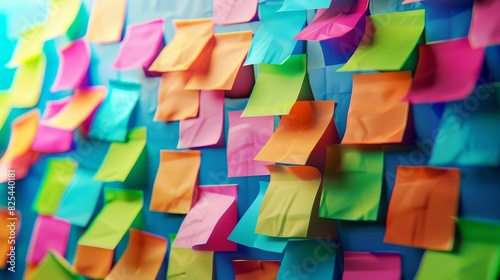 colorful sticky notes on office board creative brainstorming and strategy planning digital illustration