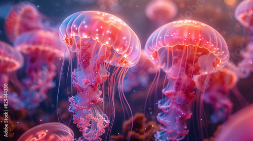 Sea neon jellyfish