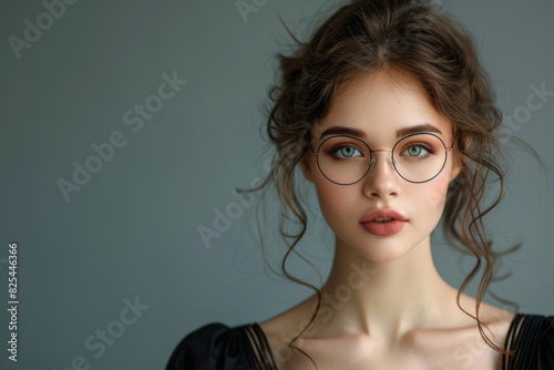 Woman Wearing Glasses and Black Dress