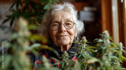 Senior citizen using medical cannabis to alleviate pain or symptoms