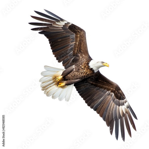 American bald eagle flying, isolated on transparent background, cut out