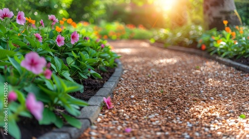 Colorful Flower-Lined Pathway