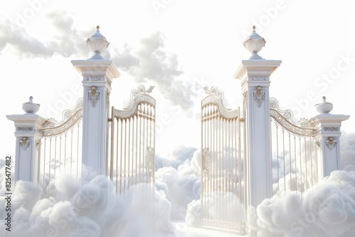 the pearly gates of heaven isolated on white background afterlife concept