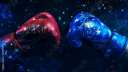 Red and blue boxing gloves symbolizing the Presidential Election