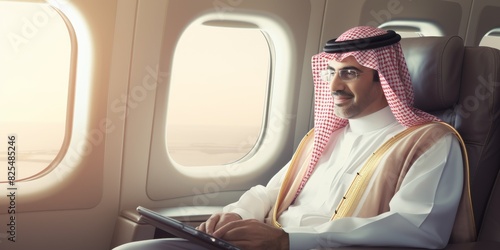 Arab businessman in a private jet Generative AI