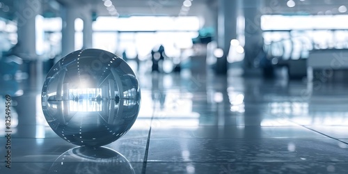 Crystal Ball Technology Used by AI Security System to Detect Suspicious Briefcase at Airport. Concept Crystal Ball Technology, AI Security System, Suspicious Briefcase Detection, Airport Security