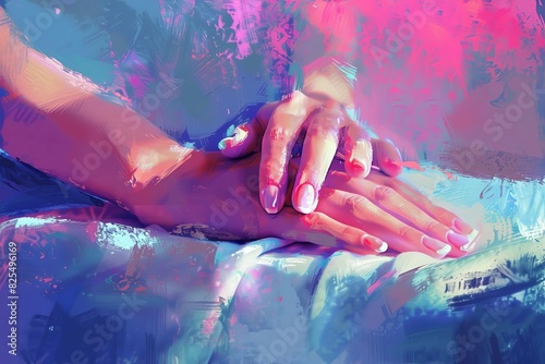 woman receiving manicure in luxurious nail salon beauty and selfcare concept digital painting