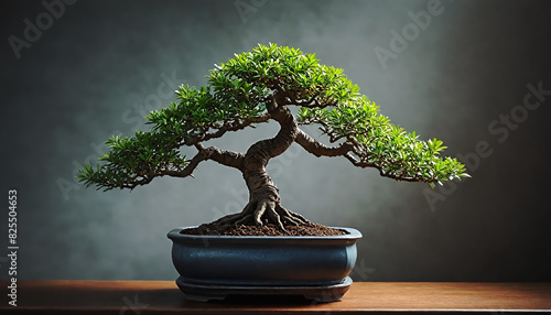 A bonsai tree in a pot.