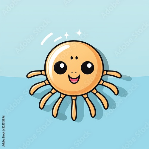 Cute cartoon spider illustration with big eyes and a friendly smile. Simple design for kids and children's illustrations