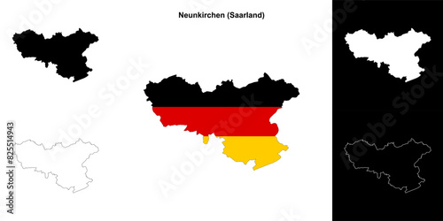 Neunkirchen (Saarland) blank outline map set