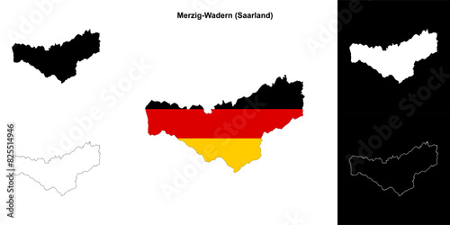 Merzig-Wadern (Saarland) blank outline map set