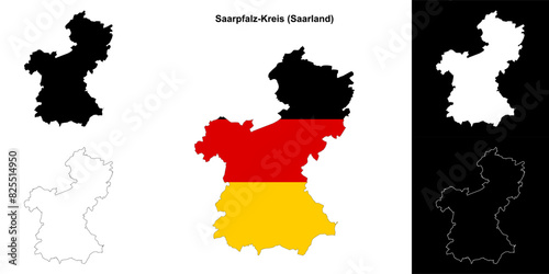 Saarpfalz-Kreis (Saarland) blank outline map set
