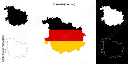 St Wendel (Saarland) blank outline map set
