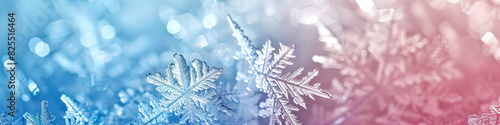 banner winter background - icy twigs and bokeh in blue and white for winter advertisement