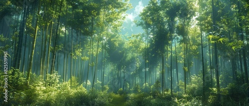 Bamboo Grove, illuminating the tranquil surroundings with a warm glow.