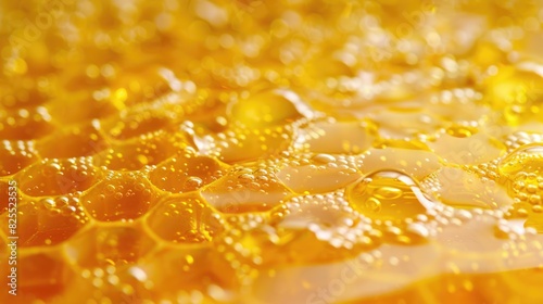 Honey Yellow. Amber Honey Texture with Air Bubbles for Wellness Background