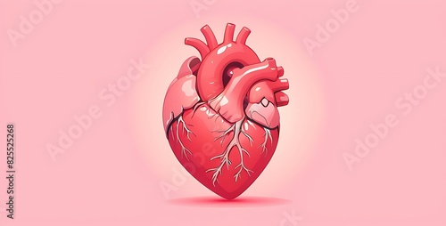 isolated on pastel colors background with copy space, human Heart concept, illustration